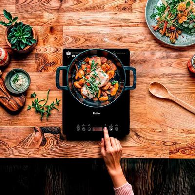 Cooktop de Indução Portátil Philco PCT10A Display Digital Painel Touch Preto 220V