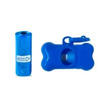 Coletor Higiênico Com Suporte E Saquinho Cachorro Gato Passeio Azul