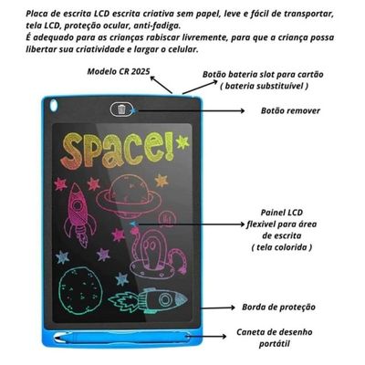 Lousa Tablet Mágica Digital Infantil Grande 12 Polegadas Desenhar E Escrever Colorido