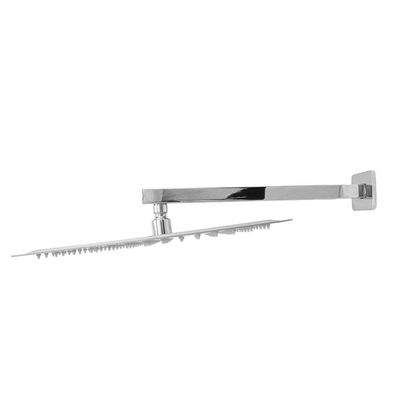 Chuveiro Ducha Quadrado Aquecimento Solar Ou Gás Metal Inox Cromado Articulável Com Braço 30x30cm