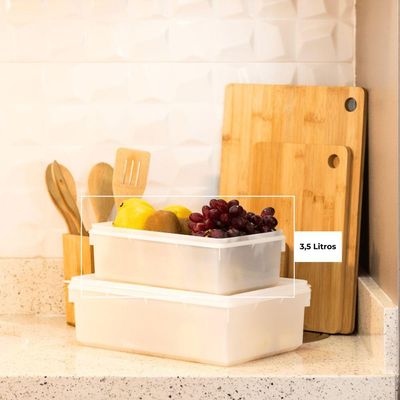 Kit 6 Caixas Herméticas Plásticas Empilháveis 3,5l Branco