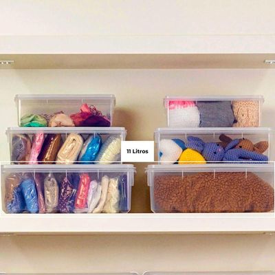Kit 3 Caixas Herméticas Plásticas Empilháveis 11l Transparente