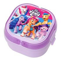 Kit 2 Marmita Com 2 Compartimentos, Trava E Alças 660ml Infantil Decorado Pony