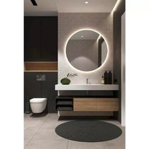 Espelho Redondo De Parede Para Banheiro Com Led Claro 80x80 Com Fonte Bivolt Branca