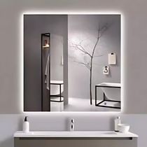 Espelho Decorativo 50x50 Quadrado Para Banheiro Com Led Branco Acompanha Bateria Branca