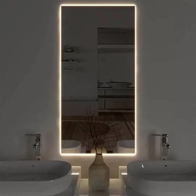 Espelho 80x60 Decorativo Retangular Com Led Amarelo Moderno Com Bateria Amarelo