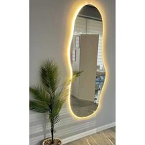 Espelho 110x60 Organico Com Led Claro Moderno Abstrado Branca