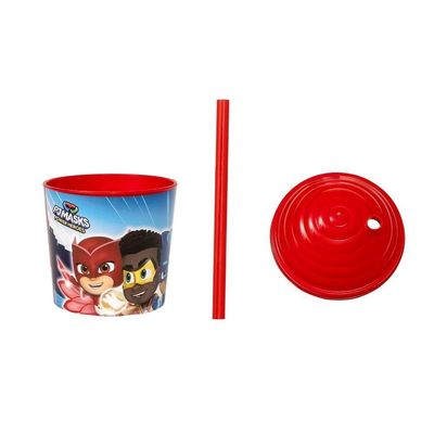 Copo Com Canudo 270ml Infantil Decorado Pj Masks