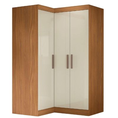 Guarda Roupas Modulado De Canto Madrid Com 3 Portas Maxel Madeirado/off White