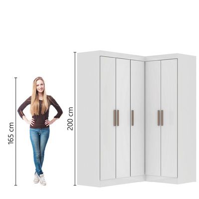 Guarda Roupas Modulado De Canto Madrid Com 5 Portas Maxel Branco