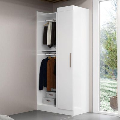 Modulo De Guarda Roupas Canto Para Quarto Madrid Maxel Branco