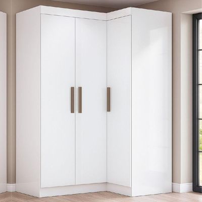 Guarda Roupas Modulado De Canto Madrid Com 3 Portas Maxel Branco