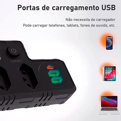 Benjamim Adaptador Universal Tomada Usb Tipo C Filtro Linha
