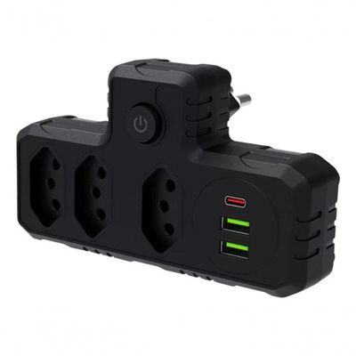 Benjamim Adaptador Universal Tomada Usb Tipo C Filtro Linha