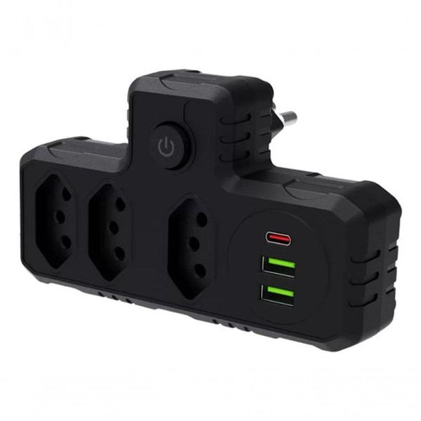 Benjamim Adaptador Universal Tomada Usb Tipo C Filtro Linha