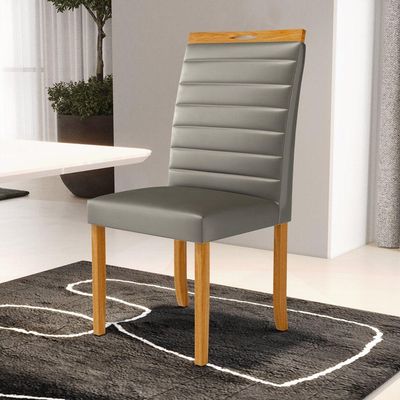Kit Com 6 Cadeiras Sara Madeira Maciça Estofadas Para Mesa De Jantar Veludo Chumbo 109