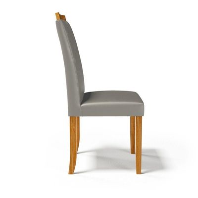 Cadeira Maiara Madeira Maciça Estofada Para Mesa De Jantar Veludo Chumbo 109