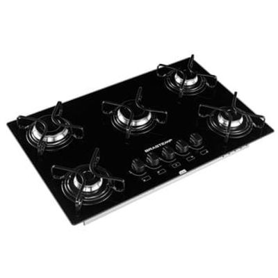 Cooktop a Gás Brastemp BDD75AE 5 Bocas com Vidro Temperado Preto e Acendimento Automático Encaixe Perfeito Bivolt - Preto