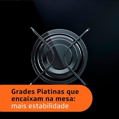 Cooktop a Gás Brastemp BDD75AE 5 Bocas com Vidro Temperado Preto e Acendimento Automático Encaixe Perfeito Bivolt - Preto