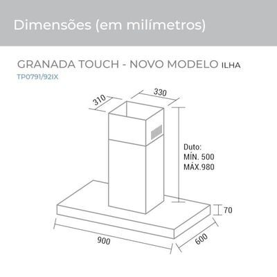 Coifa Ilha Granada 90 Cm Inox Suggar 220V