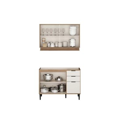 Cozinha Completa Alpha 2 Peças (1Aéreo+1Balcão) C2P53 Branco - Carraro