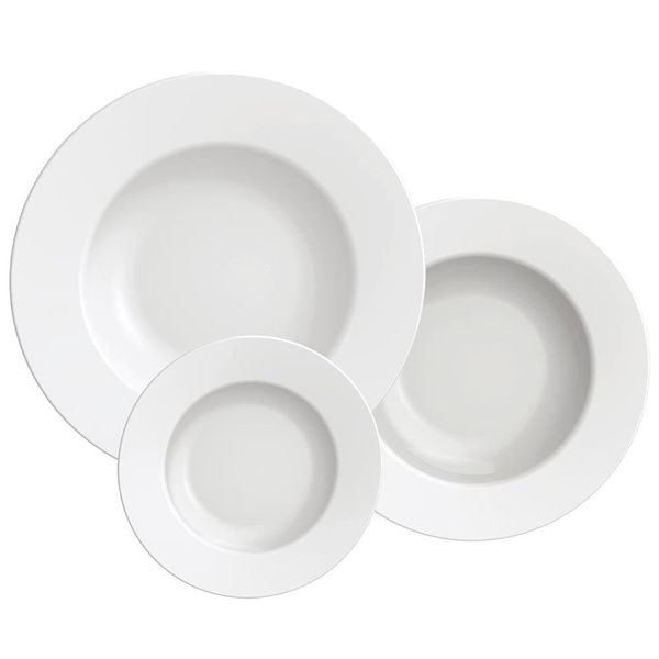 Conjunto com 12 Pratos Tramontina Maria Augusta em Porcelana - Branco