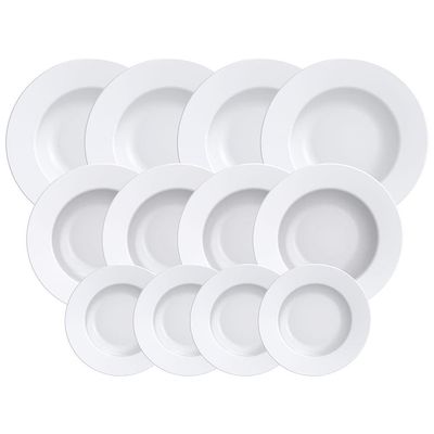 Conjunto com 12 Pratos Tramontina Maria Augusta em Porcelana - Branco