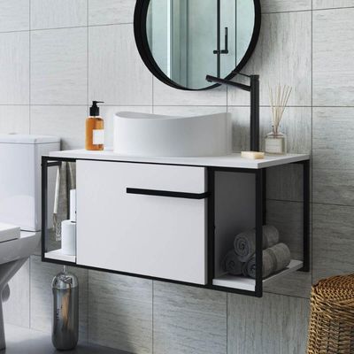 Gabinete Suspenso para Banheiro 80cm P1019 Branco com Cuba Berl Brancain