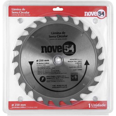 Lâmina De Serra Circular Vídea 250mm 24 Dentes Nove54