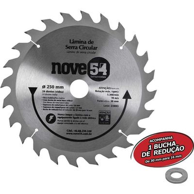 Lâmina De Serra Circular Vídea 250mm 24 Dentes Nove54