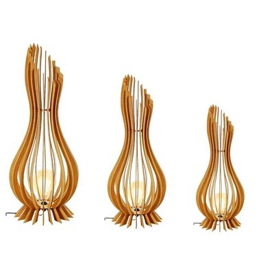 Abajur Grande De Chão Ana Maria Mdf Luminária Marrom Kit com 3 90x28cm, 75x23cm E 60x18cm