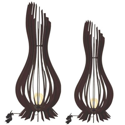 Abajur Grande De Chão Ana Maria Mdf Luminária Marrom Kit com 3 90x28cm, 75x23cm E 60x18cm