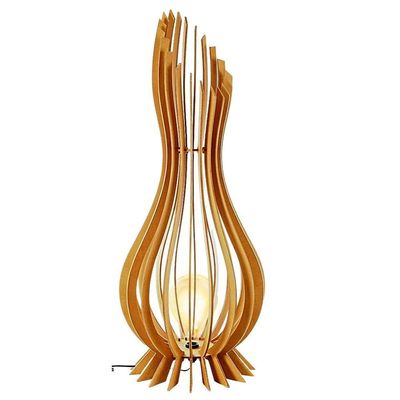 Abajur Grande De Chão Ana Maria Mdf Luminária Marrom Kit com 3 90x28cm, 75x23cm E 60x18cm