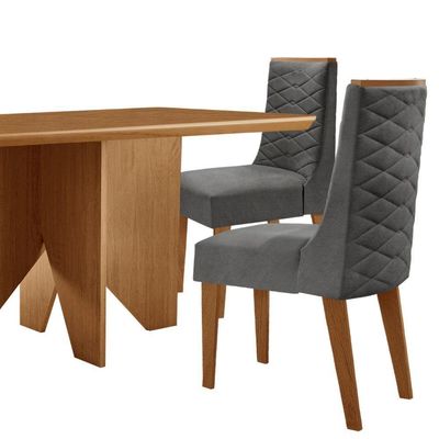 Mesa Evora 120 Mdf Canto Com 4 Cadeiras Safira Linho Grafite Naturalle