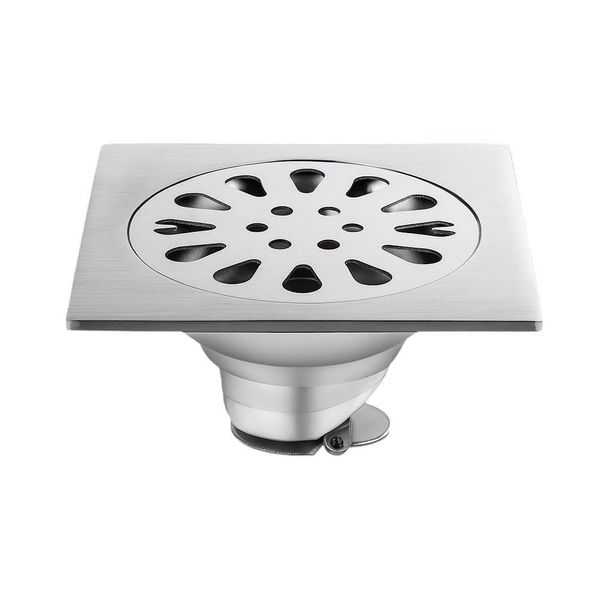 Ralo Banheiro Quadrado 10x10cm Aço Inox Anti Odores Insetos