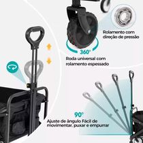 Carrinho De Carga Dobrável Portátil Camping Robusto 80kg