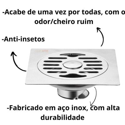 Ralo Anti-odor Elimina Mal Cheiro 15x15 Aço 201 - 0035