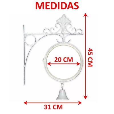 Relógio Retrô Com Sino Estação Trem Dupla Face Floral Branco