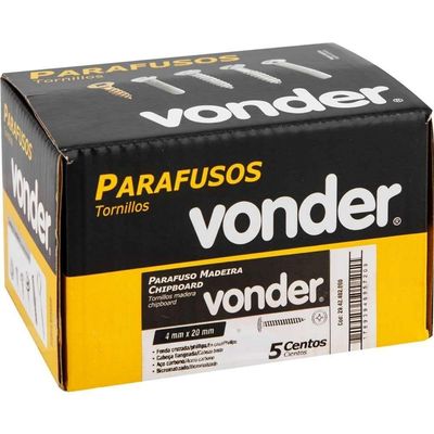 Parafuso Madeira 4,0x20 Chipb Cabeça Fl Ph 500 Peças Vonder
