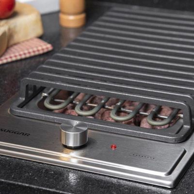 Cooktop Elétrico Inox Barbecue Churrasqueira Com Grelha 220V