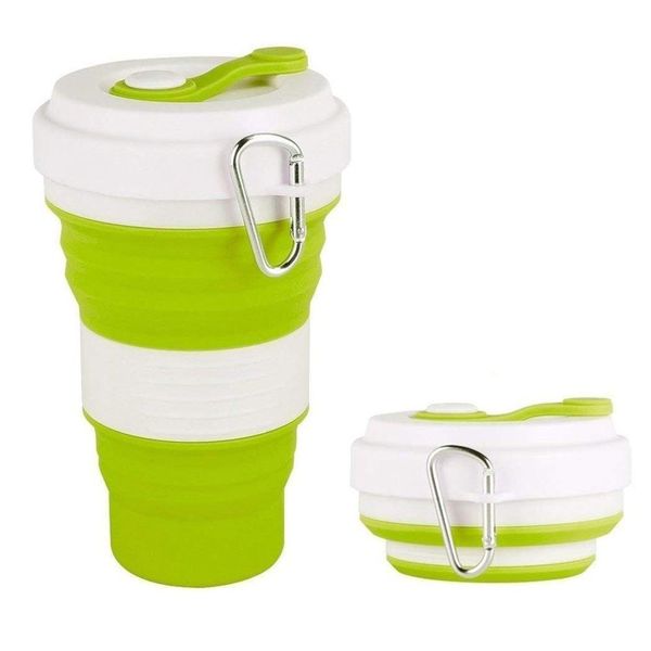 Copo Ecologico Retratil Silicone Grande Dobravel 550ml Verde