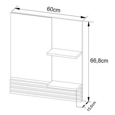 Espelheira Para Banheiro 60 Cm 2 Prateleiras Sâmia Amêndoa/mármore Branco