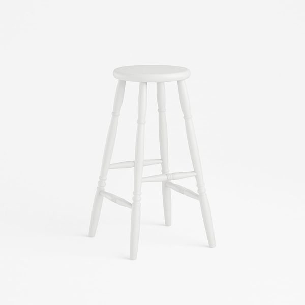 Banqueta Alta em Madeira Maciça 75cm Branco Marin Brasil