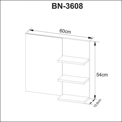 Espelheira Suspensa para Banheiro 60cm com 3 Prateleiras BN3608 Mármore Branco
