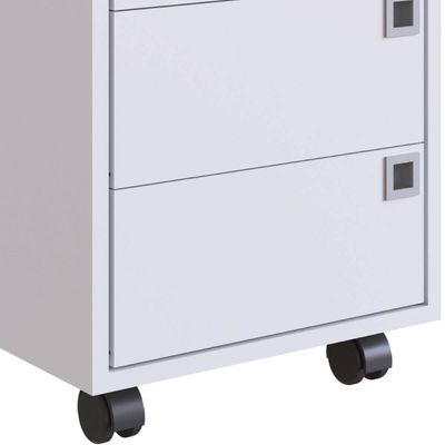 Gaveteiro Organizador Com 4 Gavetas Branco 36x66cm Rodizios Placa e Ponto Office Gaveteiro Para Escr