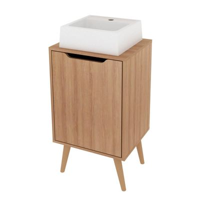 Balcão Gabinete para Banheiro Amêndoa 45cm com 1 Porta BN3641 Sem Cuba Tecnomobili