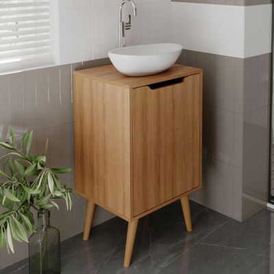 Balcão Gabinete para Banheiro Amêndoa 45cm com 1 Porta BN3641 Sem Cuba Tecnomobili