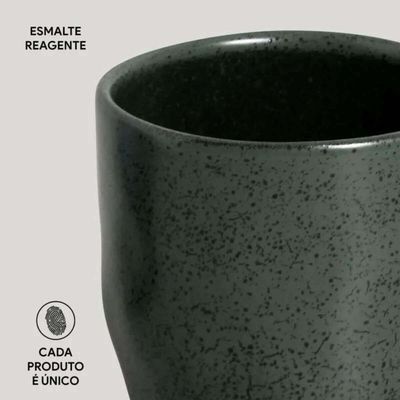 Jogo 10 Canecas Verde Arauco Porto Brasil 273ml Xícara de Chá Cerâmica Servir Bistrô