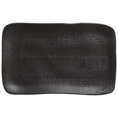 Travessa Cerâmica 27x17cm Juta Preto Matte Sushi Porto Brasil Servir Retangular Mesa Posta