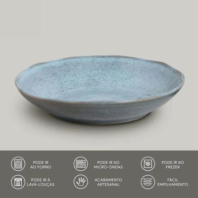 Prato Fundo Cerâmica 22,5cm Azul Bio Brezze 830ml Porto Brasil Stoneware Avulso